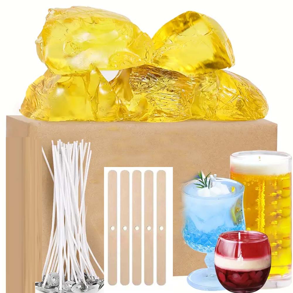 Wooden Wick Candle - 200g Żółty przezroczysty żel żelowy do