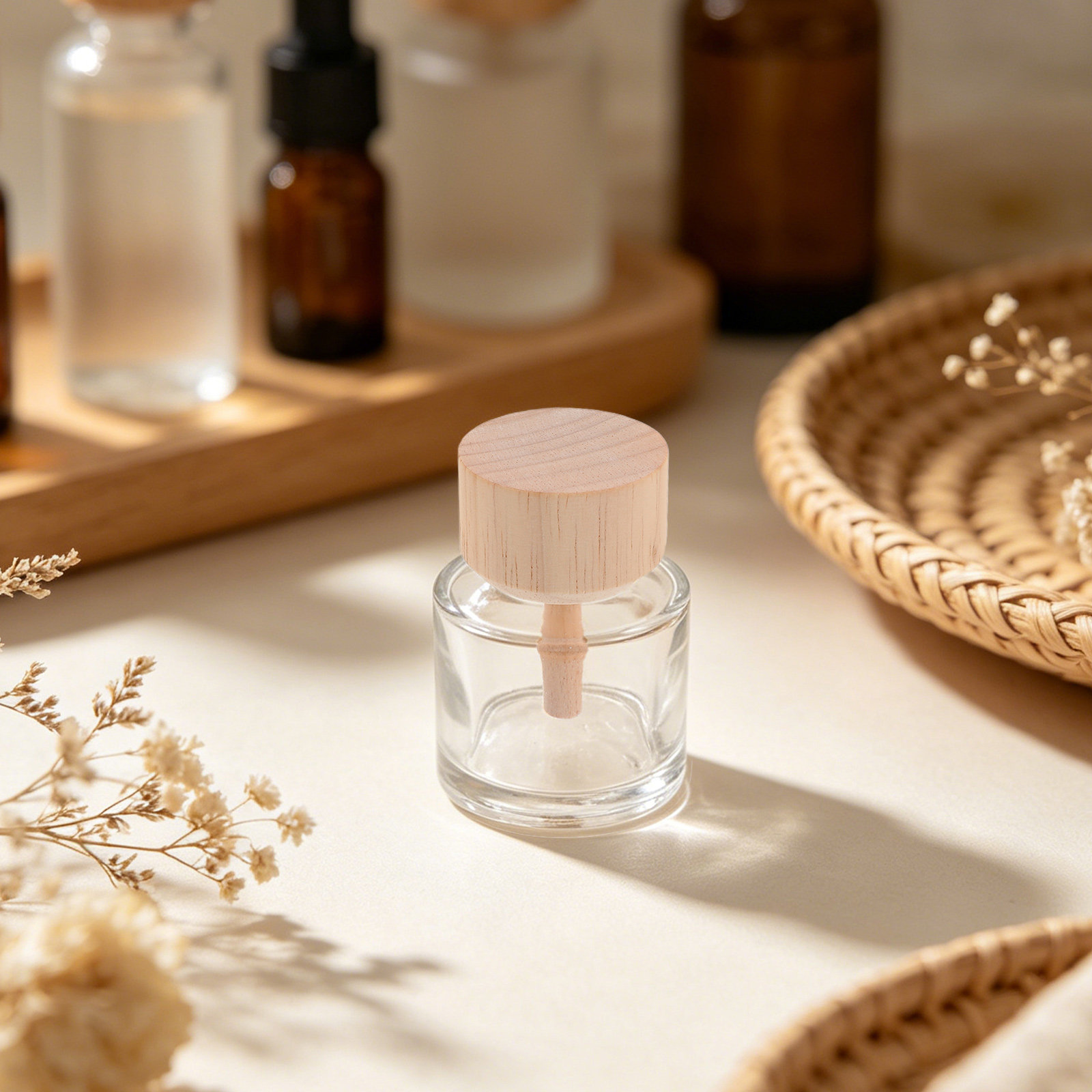 Home Fragrance Refill - 2 sztuki przezroczystych szklanych butelek na